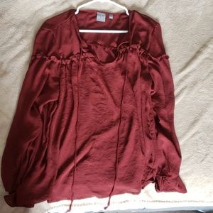 NY&Co, red, long-sleeve blouse